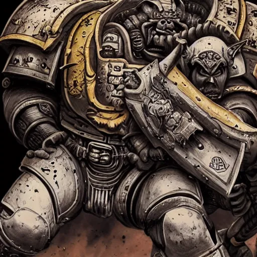 Prompt: a sspacemarine wrestles with an orc, line art, insanely detailed and intricate, hypermaximalist, elegant, ornate, hyper realistic, super detailed