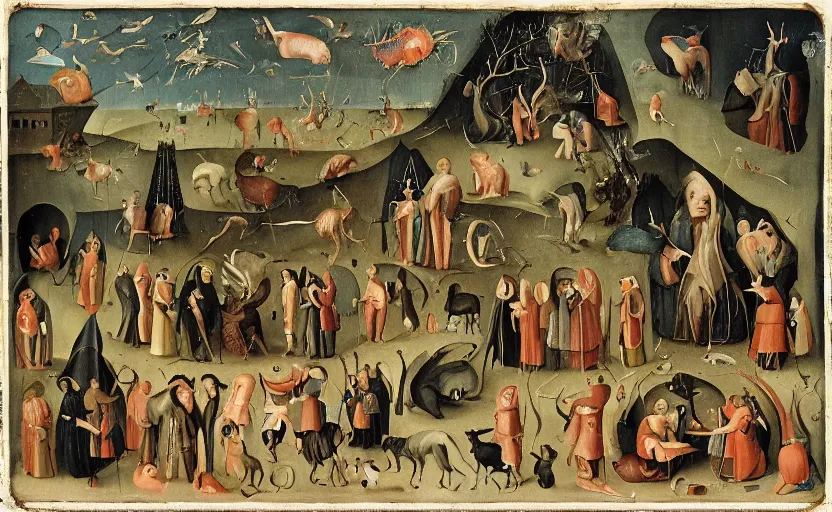 Image similar to among us in the style of hieronumous bosch