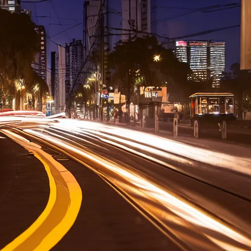 Image similar to a tram ride in sao paulo city at night, photorealistic, ultra detailed, 8 k