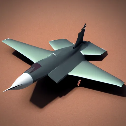 Prompt: isometric 3 d model of a military fighter jet, 3 d render