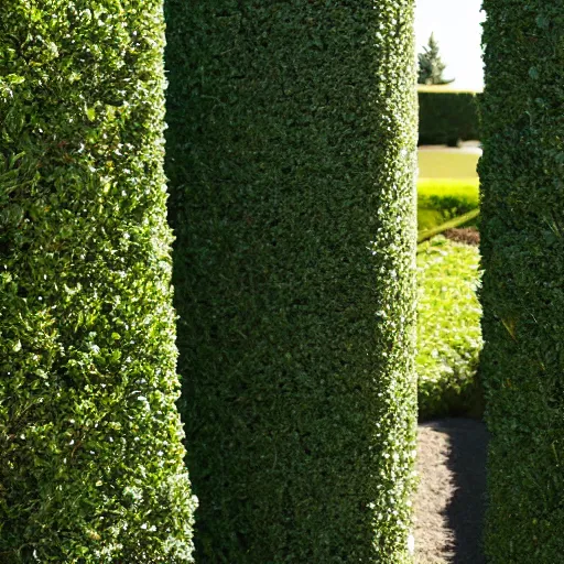 Image similar to a hedge bush masterfully shaped like Abe Lincoln in the center of a hedge maze, 4k, realistic lighting, realistic shadows