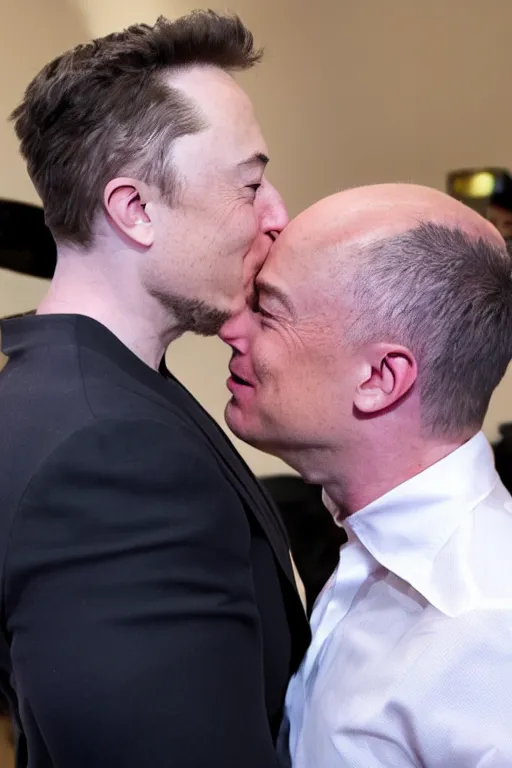 Image similar to elon musk kissing jeff bezos