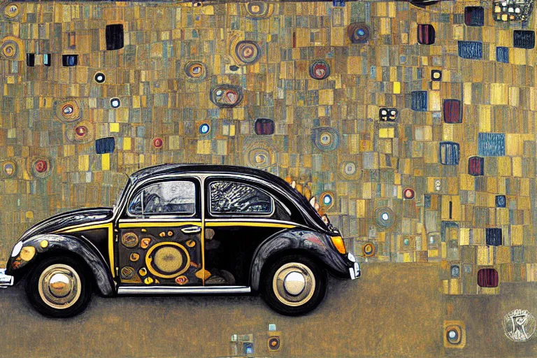 Image similar to gustav klimt vw beetle