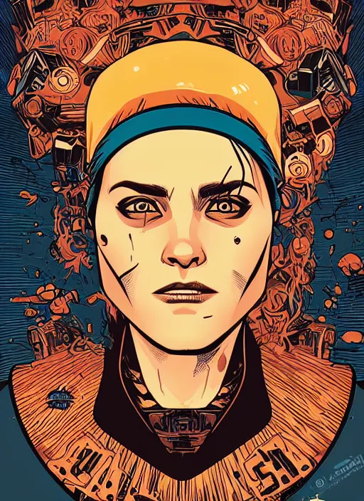 Image similar to highly detailed delirium face portrait by petros afshar, tom whalen, laurie greasley, war face by tristan eaton