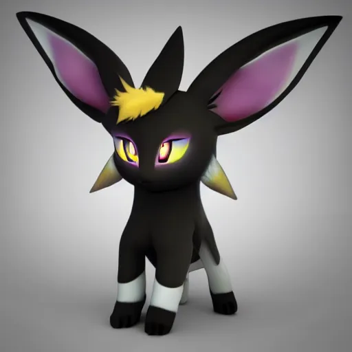 Image similar to fusion of espeon and umbreon, high octane render 3d, beautiful lighting, gentle