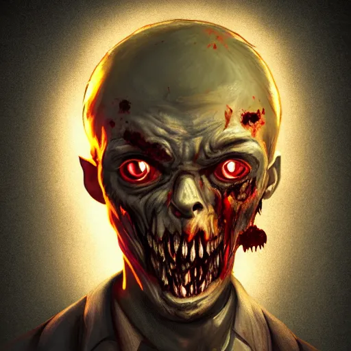 Image similar to angry horrible zombie portrait, grimdark game icon, stylized digital illustration, radiating a glowing aura, global illumination, ray tracing, hdr, fanart arstation by ian pesty and katarzyna bek - chmiel