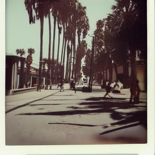 Prompt: an old polaroid photo of Santa Monica