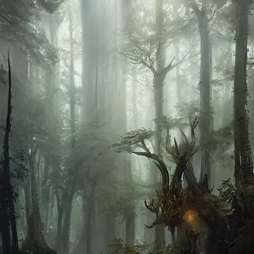Prompt: fantastical forest by Greg Rutkowski