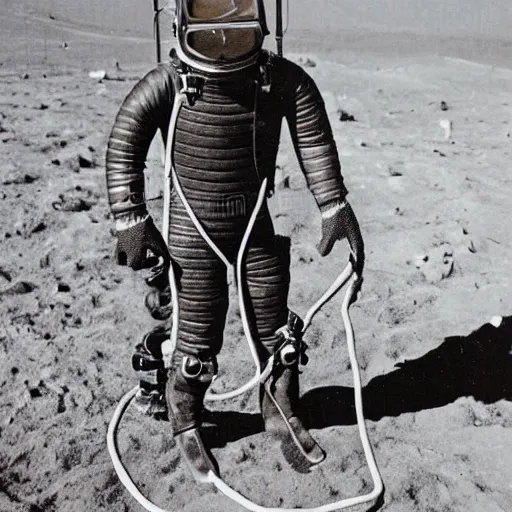 Prompt: early diving suit with copper helmet diver holding a stratocaster electric guitar on the moon. old diving suit pictures. old diving suit. old copper diving suit. old diving suit stock photos