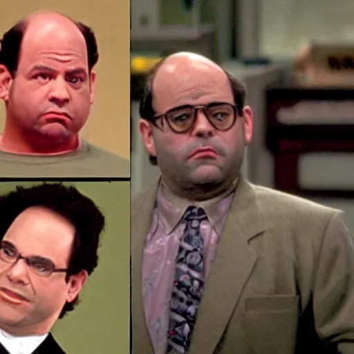 Image similar to George Costanza on Seinfeld as a blood gang member