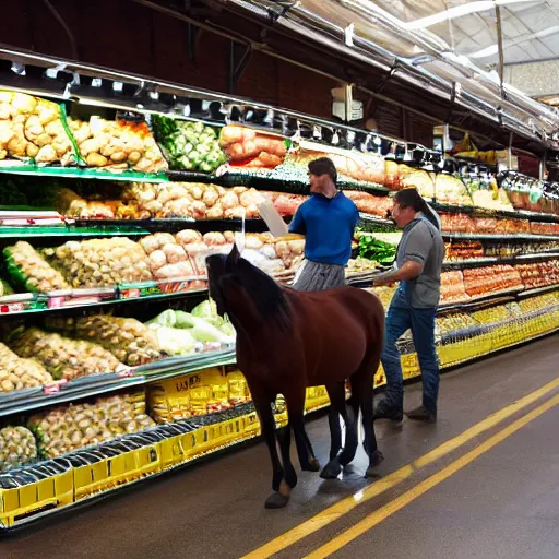 Image similar to horse shopping for groceries, 4k