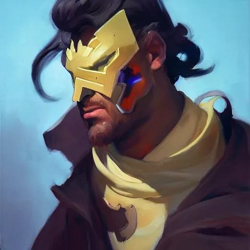 Image similar to greg manchess portrait painting of the sandman as overwatch character, medium shot, asymmetrical, profile picture, organic painting, sunny day, matte painting, bold shapes, hard edges, street art, trending on artstation, by huang guangjian and gil elvgren and sachin teng