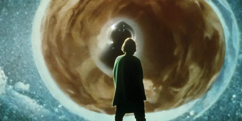 Image similar to screenshot portrait of Luke Skywalker, on a planet of maelstrom, chaos, the world without form and void, 1970s film by Stanley Kubrick, iconic scene, HR Geiger design, stunning cinematography, hyper-detailed, sharp, anamorphic lenses, kodak color, 4k, stunning