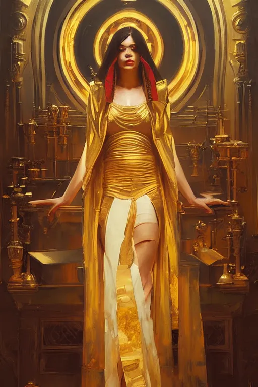 Image similar to temple, gold, painting by greg rutkowski, j. c. leyendecker, artgerm