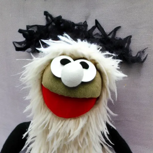 Image similar to a home made halloween ghost muppet plush, sesame street, photograph, realistic, photorealistic