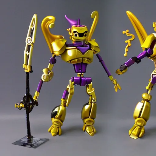 Image similar to waluigi as a bionicle figure