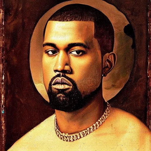 Image similar to A Renaissance portrait painting of Kanye West