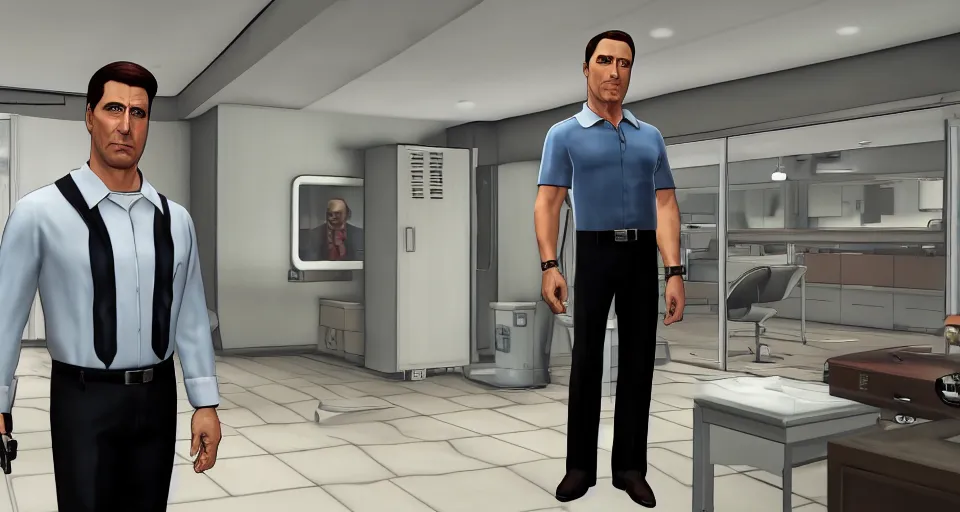 Image similar to Screenshot of Sterling Archer from the show Archer as a 3d NPC in the videogame 'Hitman 3' (2021). Sharpened. 1080p. High-res. Ultra graphical settings.