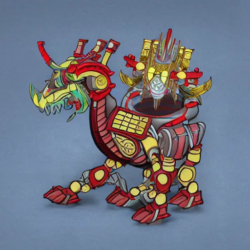 Image similar to robot samurai pets dragon, medieval style, speechclouds