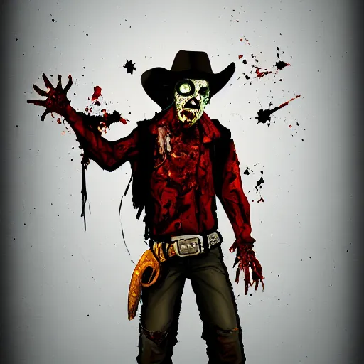 Prompt: a portrait of a zombie cowboy by Gerald From