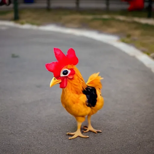 Image similar to photography cute chicken dressed as a prisioner