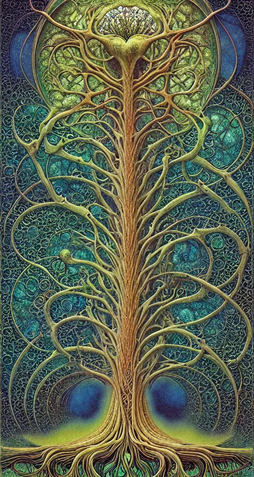 Image similar to tree of life by roger dean and andrew ferez, art forms of nature by ernst haeckel, divine chaos engine, symbolist, visionary, art nouveau, botanical fractal structures, organic, detailed, realistic, surreality