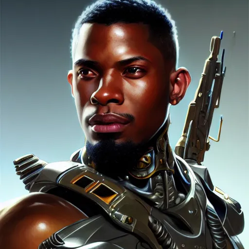 Prompt: ultra realistic illustration, a african american male cyborg soldier, intricate, elegant, highly detailed, digital painting, artstation, concept art, smooth, sharp focus, illustration, art by artgerm and greg rutkowski and alphonse mucha