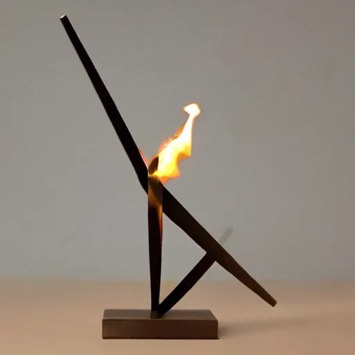 Image similar to minimalist bronze sculpture of a flame