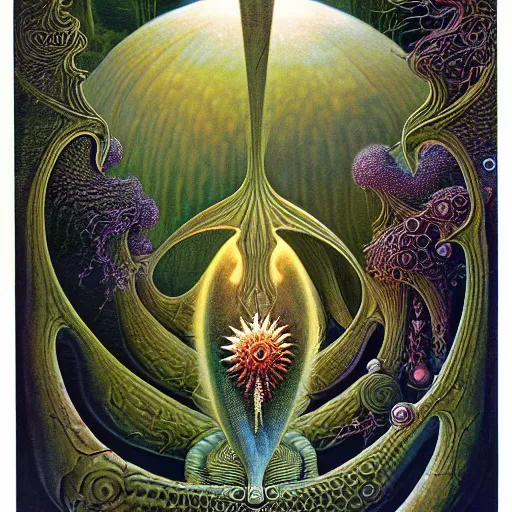 Prompt: divine chaos engine by roger dean and andrew ferez, symbolist, visionary, art forms of nature by ernst haeckel, m. w. kaluta