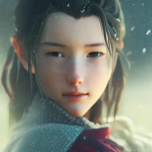 Image similar to Beautiful Aerith Gainsborough in real life, face centered portrait, Confident, fog, rain, volumetric lighting, beautiful, golden hour, sharp focus, ultra detailed, cgsociety by Leesha Hannigan, Ross Tran, Thierry Doizon, Kai Carpenter, Ignacio Fernández Ríos _C 9.5