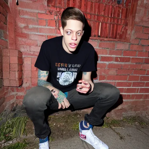 Image similar to pete davidson looking for his keys, really sad, probably can't find them