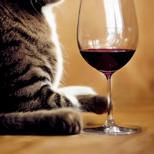 Prompt: cat is drinking wine