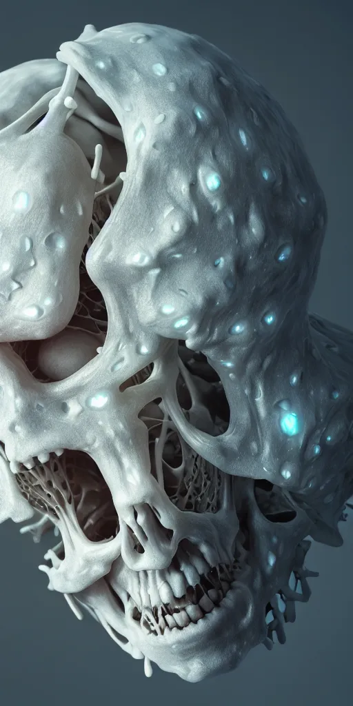 Prompt: ultra realistic render, ethernal chaos and healing bone formations and transparent glow tears, bio mechanic, abstract, caustic lights, hyper realistic, hyper detalied, octane render, 8 k