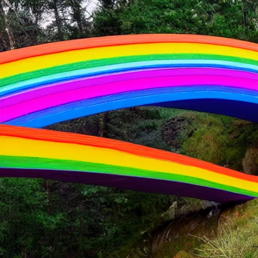 Image similar to the bridge to asgard, rainbow spectral bridge made from a large selenite