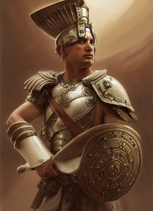 Image similar to subsurface scattering, white, roman centurion with carved ivory armor, by jesper ejsing, justin gerard, tomasz alen kopera, cgsociety and fenghua zhong, highly detailed, rim light, cinematic lighting, illustration, art, octane render, very coherent, cinematic, hyper realism, high detail, octane render, 8 k