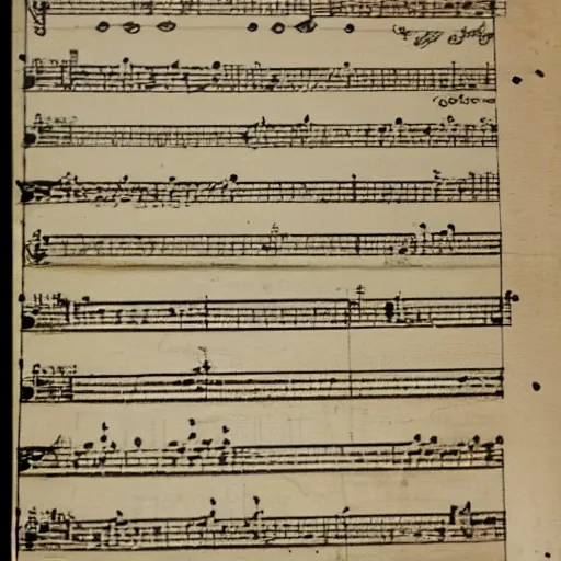 Image similar to closeup of sheet music for the most amazing piece of music ever composed, highly detailed, sharp focus