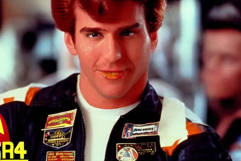 Image similar to ronald mcdonald in top gun ( 1 9 8 6 ), cinematic lighting, high contrast, 4 k hdr imax cinematography