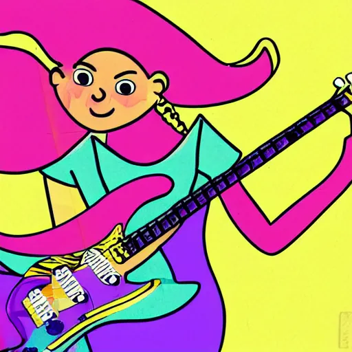 Image similar to illustration of a mermaid playing an stratocaster electric guitar, by Bill Watterson