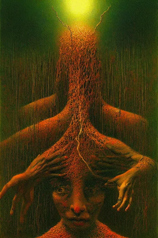 Image similar to The Ayahuasca Spirit, by Zdzislaw Beksinski