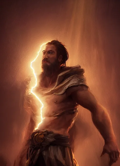 Image similar to god of light holding a lightning bold, dramatic lighting, slight bokeh on background, cinematic, portrait shot, extremely high detail, foto realistic, cinematic lighting, post processed, concept art, artstation, matte painting, blizzard studio, wow, style by eddie mendoza, raphael lacoste, alex ross