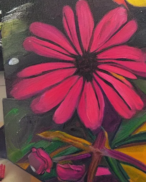Image similar to an unfinished painting of a flower