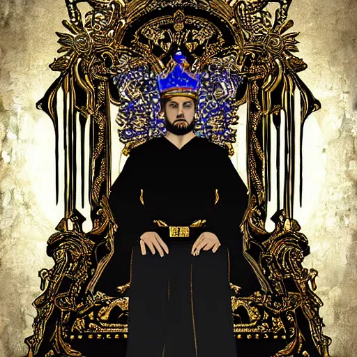 Prompt: king standing in a throne room, ultra realistic, digital art