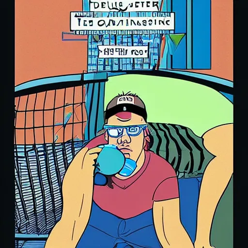 Prompt: the cover of the graphic novel version of david foster wallace's book infinite jest, featuring boys at a tennis academy, a videotape that puts you into a coma, and a recovering alcoholic trying to leave a life of crime, art by seth, chris ware, and charles burns