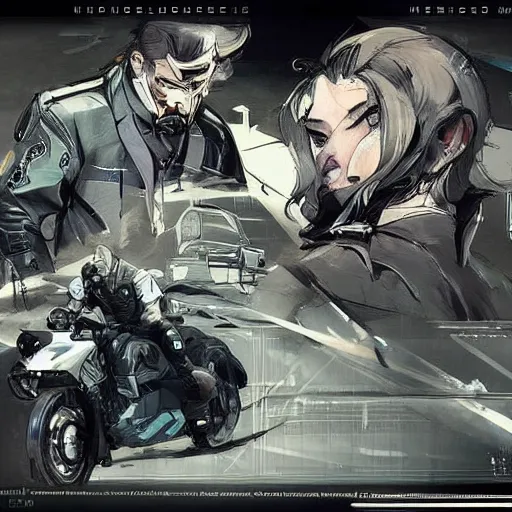 Image similar to dishonored art style retrofuturism car concept, Shinkawa Yōji