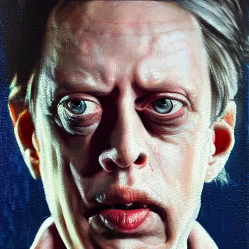 Image similar to hyperrealistic mixed media high resolution painting of Steve Buscemi !!Hellraiser!!, stunning 3d render inspired art by Jamie Salmon and István Sándorfi and Greg Rutkowski, perfect facial symmetry, dim volumetric lighting, 8k octane beautifully detailed render, full body shot, post-processing, extremely hyper-detailed, intricate, epic composition, highly detailed attributes, highly detailed atmosphere, cinematic lighting, masterpiece, trending on artstation, very very detailed, masterpiece, stunning, flawless completion, lifelike texture, perfection,