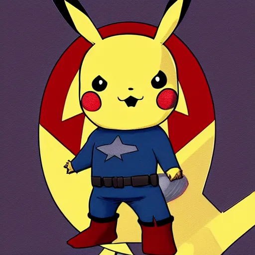 Prompt: Pikachu as Captain America, digital art, trending on artstation, award winning