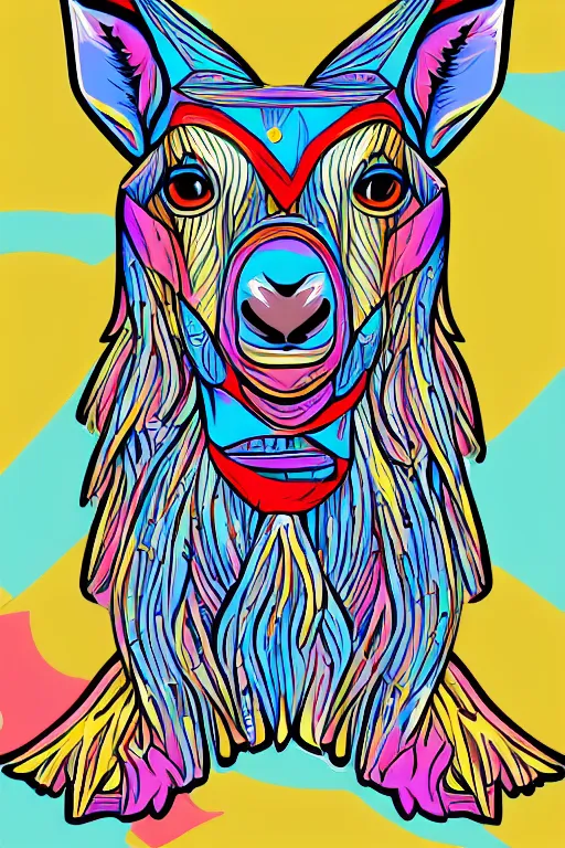 Image similar to A portrait of a goat wearing a bandana, sticker, colorful, illustration, highly detailed, smooth and clean vector curves, no jagged lines, vector art, smooth