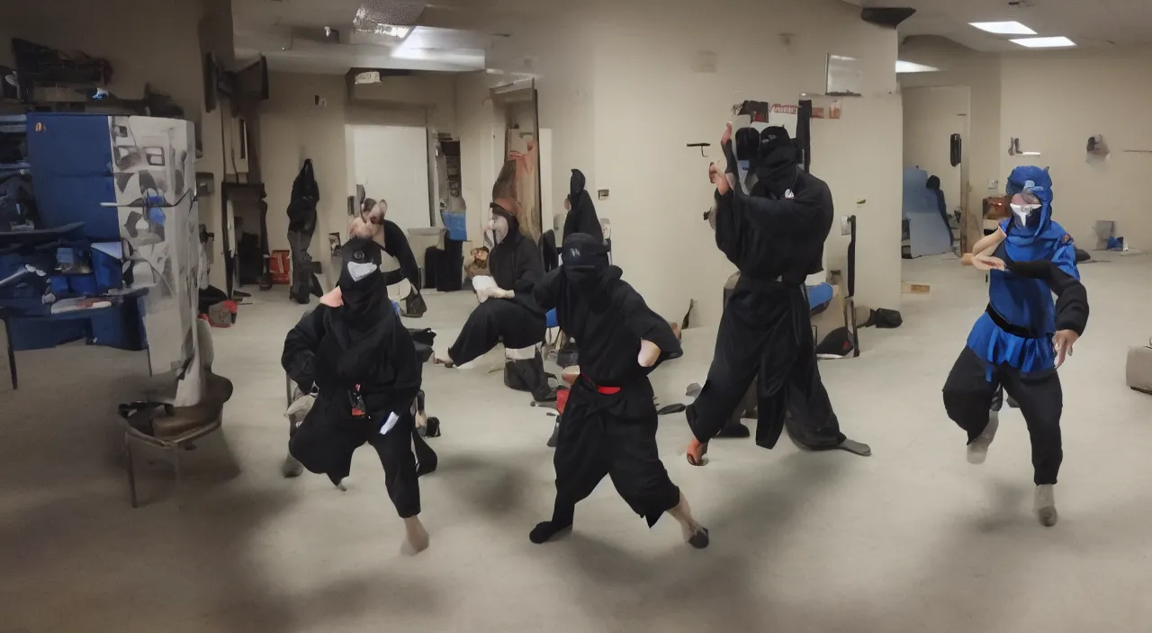 Prompt: ninja in the backrooms