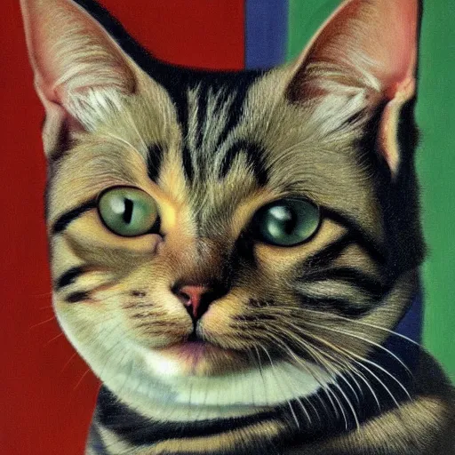 Image similar to a portrait of a cat by chuck close