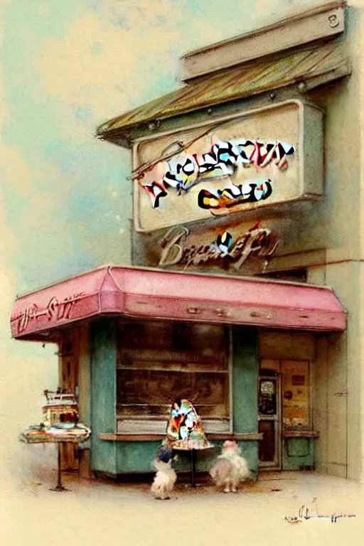 Prompt: (((((1950s doughnut shop . muted colors.))))) by Jean-Baptiste Monge !!!!!!!!!!!!!!!!!!!!!!!!!!!